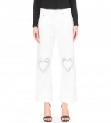 CHRISTOPHER KANE White heart-embroidered straight high-rise jeans ~ hearts ~ fashion