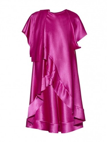 ELLERY Constance satin top ~ hot pink tops ~ long blouses ~ ruffled fashion - flipped
