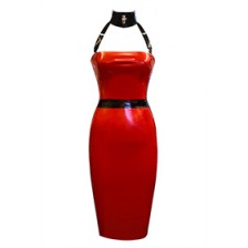 Atsuko Kudo Restricted Strapless Pencil Dress in red – as worn by Kylie Jenner out for an evening in L.A. 1 February 2016. Celebrity fashion | star style | what celebrities wear | strapless latex dresses