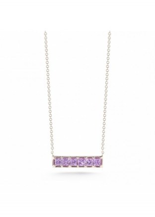 DANA REBECCA 14ct Rose Gold Pink Sapphire Bar Necklace – sapphires – delicate necklaces – luxe jewellery - flipped