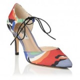 L.K. Bennett Fauna Print Pointed Courts – stylish court shoes – multi-coloured pumps – front ties