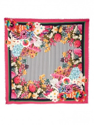 MARY KATRANTZOU Floral and print fine-knit scarf – flower printed scarves – colourful accessories – designer fashion – bold prints - flipped