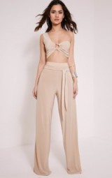 stone tie front trousers ~ going out fashion ~ evening sets ~ party fashion ~ wide leg pants ~ follow the trend ~ pretty little thing ~ kassia