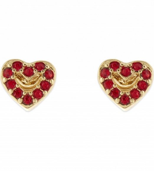 KATE SPADE NEW YORK Red pave open heart stud earrings ~ jewellery ~ hearts ~ fashion - flipped