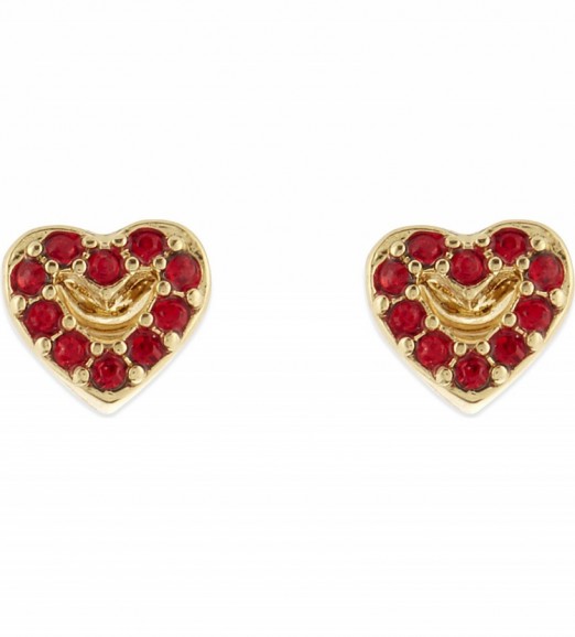 KATE SPADE NEW YORK Red pave open heart stud earrings ~ jewellery ~ hearts ~ fashion