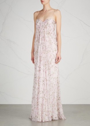ALEXANDER MCQUEEN Light pink floral silk chiffon gown – designer gowns – occasion wear – party dresses – spring event fashion