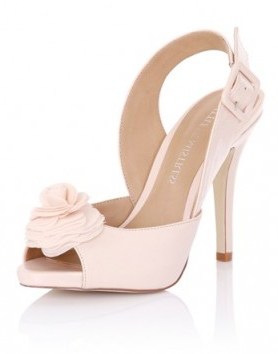 Pink floral high heel slingback ~ high heels ~ party shoes ~ occasion footwear ~ feminine style ~ fashion - flipped