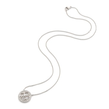 Mappin & Webb Empress Mini White Gold and Diamond Pendant – matches the drop earrings Catherine Duchess of Cambridge wore on a visit to Anglesey, 18 February 2016. Kate Middleton style | small pendants | jewellery | necklaces - flipped