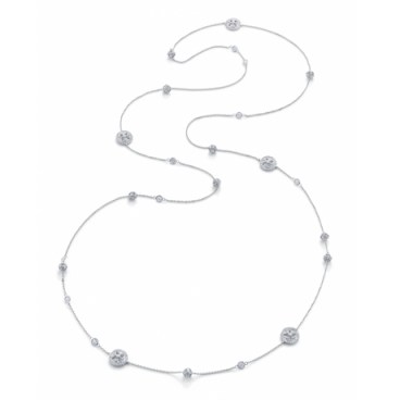 Mappin & Webb Empress White Gold and Diamond Long Necklace – matches the drop earrings Catherine Duchess of Cambridge wore on a visit to Anglesey, 18 February 2016. Kate Middleton style | jewellery | necklaces - flipped