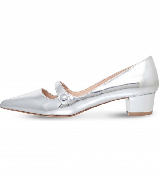 MISS KG Audrina metallic court shoes ~ silver metallics ~ mid heel courts - flipped