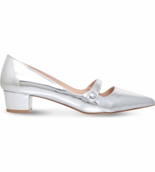 MISS KG Audrina metallic court shoes ~ silver metallics ~ mid heel courts