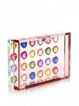 MARY KATRANTZOU Multicoloured polka-dots acrylic box clutch – clear evening bags – colourful handbags – occasion accessories – designer fashion