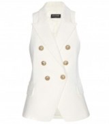 BALMAIN Cotton tweed waistcoat – white waistcoats – luxe style fashion – designer clothes