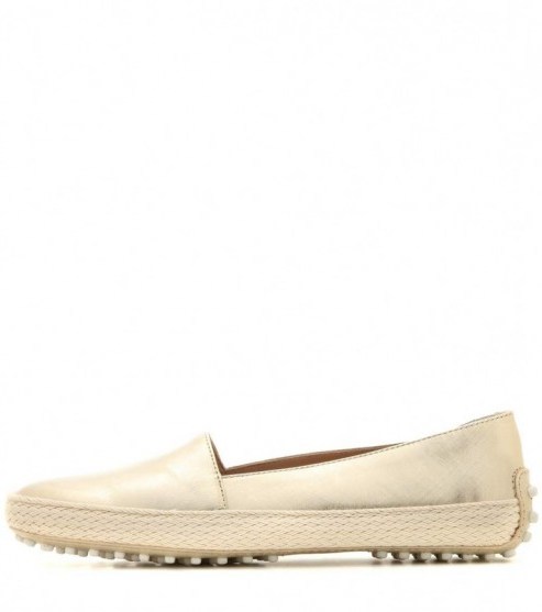 TOD’S metallic slippers ~ gold metallics ~ casual luxe ~ designer leather espadrilles - flipped