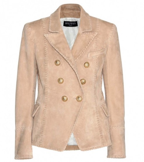 BALMAIN Suede blazer – designer fashion – neutral toned blazers – casual luxe – luxury jackets