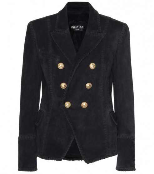 BALMAIN Suede blazer – black blazers – chic style – luxe jackets – designer fashion - flipped