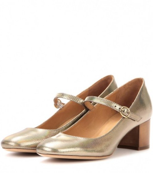ISABEL MARANT Étoile Louanne embossed metallic leather Mary Jane pumps ~ metallics ~ designer Mary Janes ~ mid heel shoes - flipped