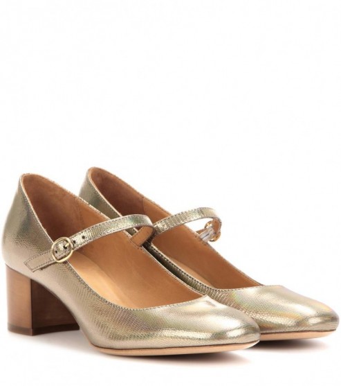 ISABEL MARANT Étoile Louanne embossed metallic leather Mary Jane pumps ~ metallics ~ designer Mary Janes ~ mid heel shoes