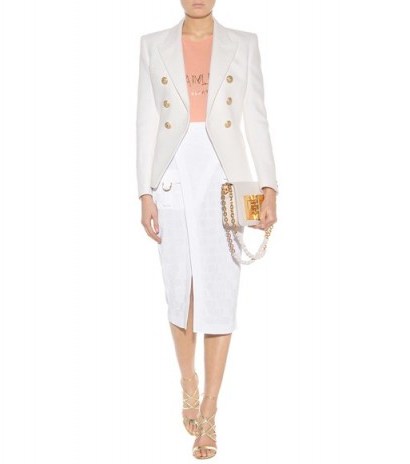 BALMAIN Woven skirt – white pencil skirts – designer fashion – luxury clothing – luxe style - flipped