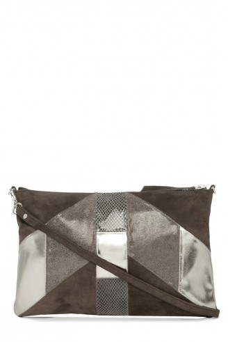 Affordable luxe ~ Warehouse leather patchwork crossbody bag. Large clutch bags – luxury looking handbags – accessories - flipped
