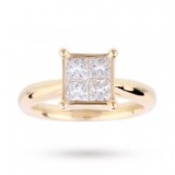 GOLDSMITHS – Princess Cut 1.00 Carat Total Weight Invisible Set Diamond Ring Set in 18 Carat Yellow Gold. Square shaped diamonds | diamond rings | engagement jewellery