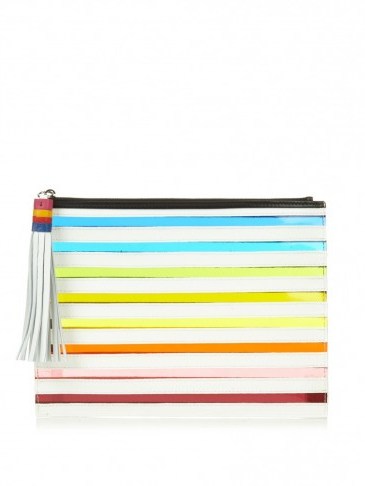 MARY KATRANTZOU Rainbow striped clutch – occasion bags – colourful handbags – stripes – designer accessories – multicoloured - flipped