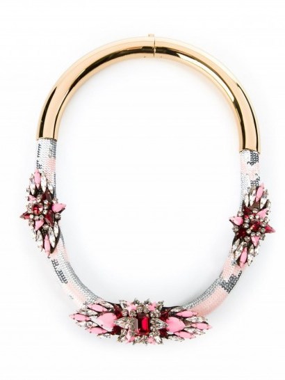 SHOUROUK Mamba necklace. Statement jewellery | Swarovski crystals | pink crystal necklaces | designer fashion jewelry - flipped