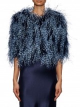 MARY KATRANTZOU Spike feather cropped jacket – blue feathers – chic evening wear – occasion jackets – luxury designer fashion – luxe looks