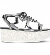 STELLA MCCARTNEY Lucy metallic faux-leather flatform sandals ~ metallics ~ gunmetal ~ flatforms ~ spring / summer shoes