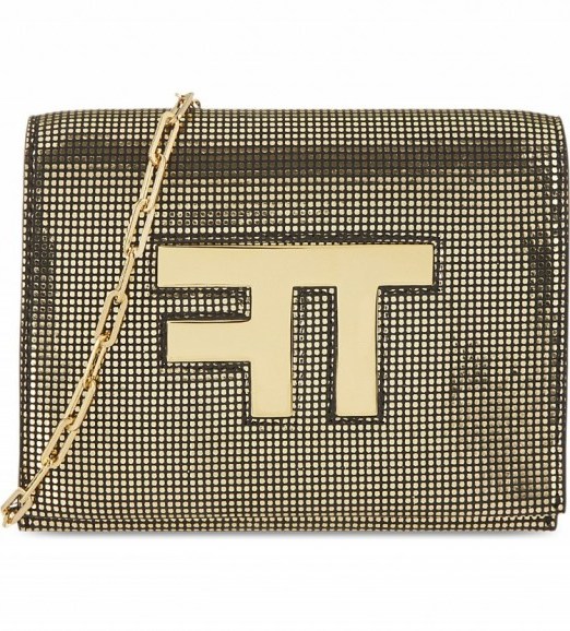 TOM FORD Disco metallic suede clutch ~ gold metallics ~ shiny bags ~ luxe handbags - flipped