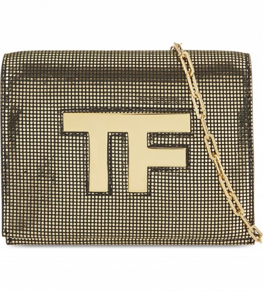 TOM FORD Disco metallic suede clutch ~ gold metallics ~ shiny bags ~ luxe handbags