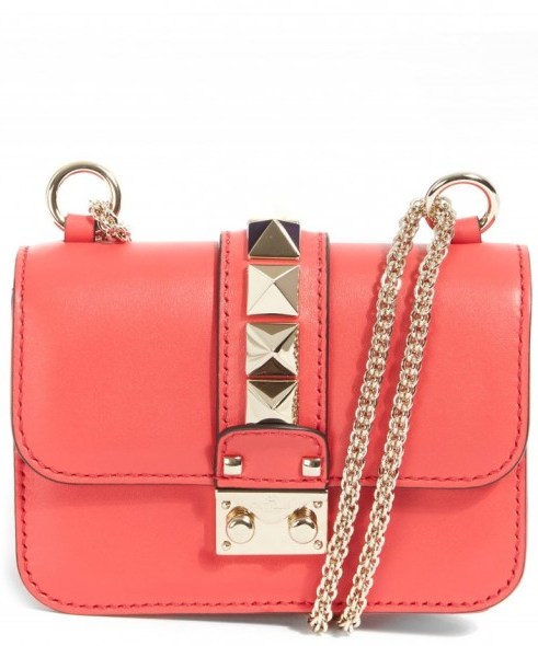 VALENTINO MINI PINK ROCKSTUD SHOULDER BAG ~ designer leather bags ~ stud handbags - flipped