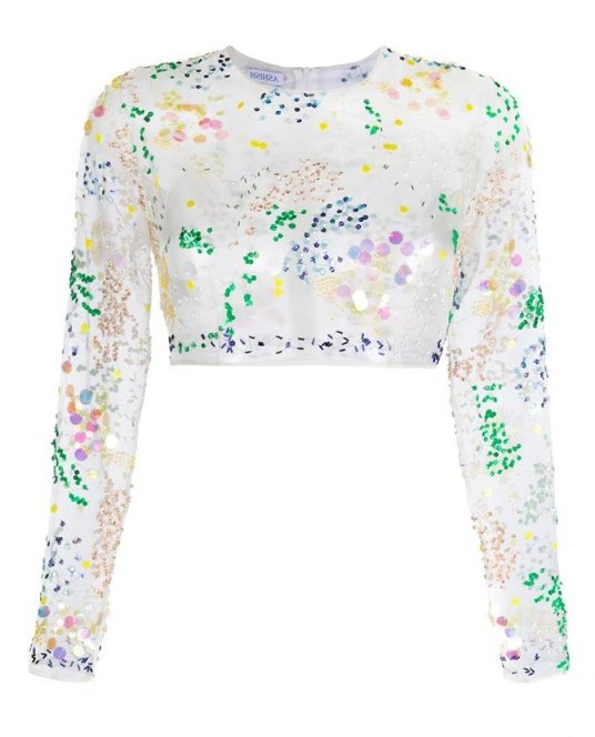 ASHISH Embellished Organza Cropped Top ~ sheer crop tops ~ sequined ~ sequins - flipped