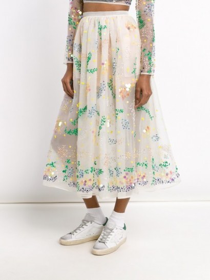 ASHISH Embellished Organza Midi Skirt ~ sheer sequined skirts ~ sequins ~ designer fashion - flipped