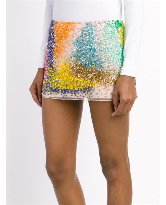 ASHISH Sequin-Embellished Mini Skirt ~ multi coloured sequins ~ designer skirts - flipped