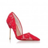 Kurt Geiger London – BOND red high heel court shoes. High heels – lace fabric courts – high heeled pumps