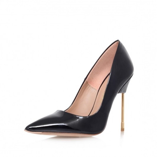 Kurt Geiger London – BRITTON high heel court shoes – high heeled pumps – black leather courts – pointed toe - flipped