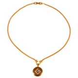Alice Joseph Vintage 1980s Givenchy Gold Plated Diamante Logo Pendant. Retro designer pendants – 80s necklaces – diamante fashion jewellery – costume jewelry