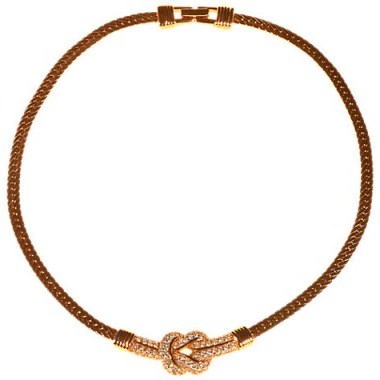 Alice Joseph Vintage 1980s Swarovski Diamante Necklace, Gold. 80s necklaces – retro crystal jewellery - flipped