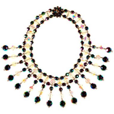 Alice Joseph Vintage 1950s Vitreous and Austrian Bead Collar Necklace, Multi. 50s costume jewellery – retro necklaces – beaded collars - flipped