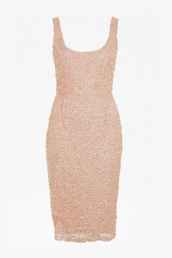 French Connection CELIA SEQUINNED BODYCON DRESS apricot spritz – party dresses – fitted fashion – style – occasion wear - flipped