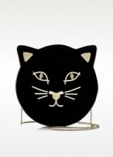 CHARLOTTE OLYMPIA Pussycat Black Velvet Purse. Designer handbags – cats – shoulder bags