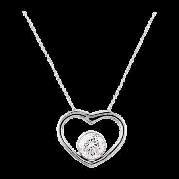 Goldsmiths 9ct Gold 0.20ct Floating Diamond Set Heart Pendant ~ hearts ~ pendants ~ jewellery ~ diamonds ~ gifts for her ~ necklaces - flipped