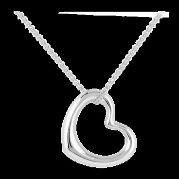 Goldsmiths 9ct White Gold Plain Heart Pendant ~ hearts ~ pendants ~ necklaces ~ gifts for her - flipped