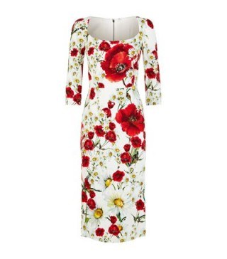 Dolce & Gabbana Floral Pencil Dress ~ poppy prints ~ daisy prints ~ designer dresses ~ love Italy ~ vibrant Italian fashion - flipped