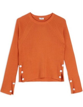 EDUN Long sleeve jumper in orange. Lightweight knits | knitwear | designer jumpers | knitted fashion - flipped