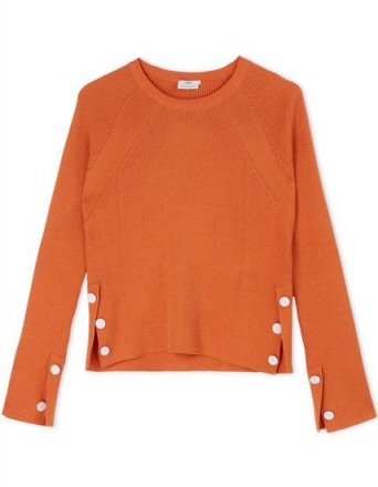 EDUN Long sleeve jumper in orange. Lightweight knits | knitwear | designer jumpers | knitted fashion