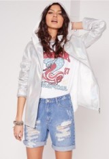 silver holographic rain mac ~ missguided jackets ~ casual fashion