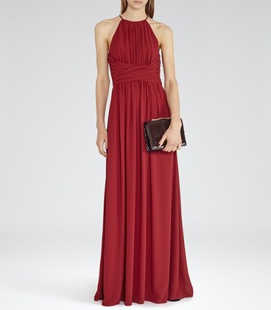 Reiss Lark high neck maxi dress crimson red ~ event clothing ~ elegant fashion ~ occasion wear - flipped