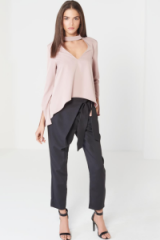 LAVISH ALICE Mink Keyhole High Neck Draped Sleeve Top. Luxe style tops | chic blouses | fashion